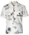 Poly Cotton Hawaiian Shirt Discover Hawaii Map Beige