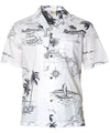 Poly Cotton Hawaiian Shirt Discover Hawaii Map White