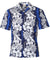 Poly Cotton Hawaiian Shirt Ilima Panel Leis Navy