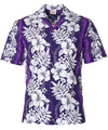 Poly Cotton Hawaiian Shirt Ilima Panel Leis Purple