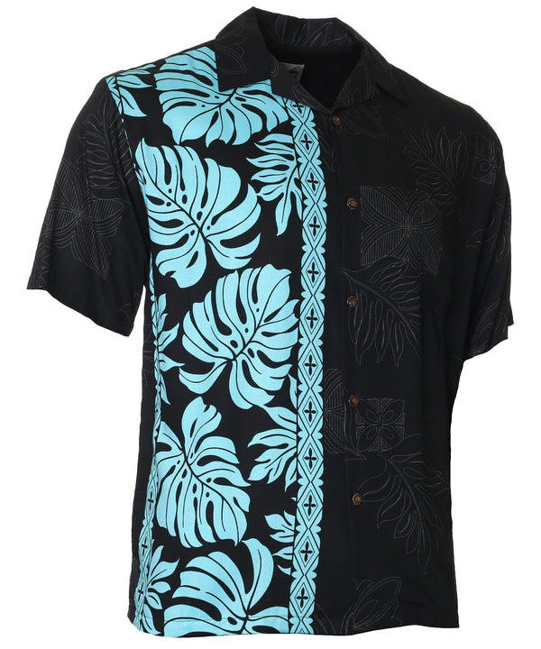 Prince Kuhio Hawaiian Shirt Black-Blue Side Band Light Blue