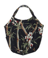 Large Tote Handbag Bamboo Orchids Black