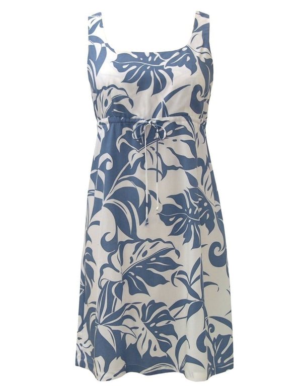 Rayon Adjustable Front Aloha Dress Makena Ocean Blue