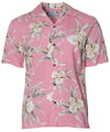 Rayon Aloha Shirt Malana Orchids Coral Two Palms