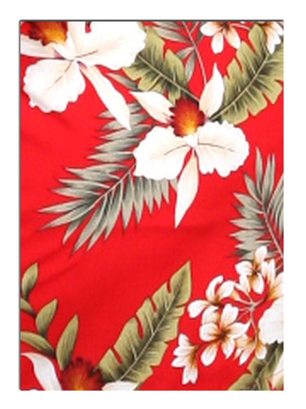 Hanapepe Rayon Fabric and Matching Clothes Red Two Palms