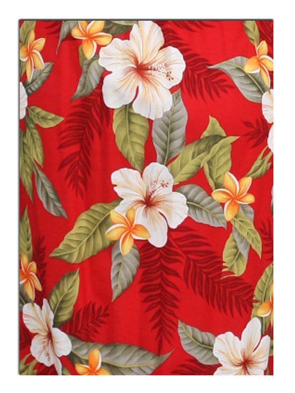 Ula Ula Hibiscus Fabric and Matching Clothes Red Two Palms