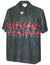 Red Flamingos Hawaiian Chest Border Shirt Black