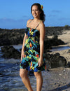 Resort Smock Short Dress Parrots Paradise Black