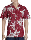 Reverse Fabric Pineapples and Ukuleles Shirt Burgundy