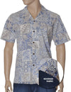 Reverse Fabric Tapa Honu Aloha Shirt Blue