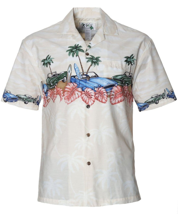 Ride to Paradise Chest Border Hawaiian Shirt Cream