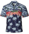 Ride to Paradise Chest Border Hawaiian Shirt Navy