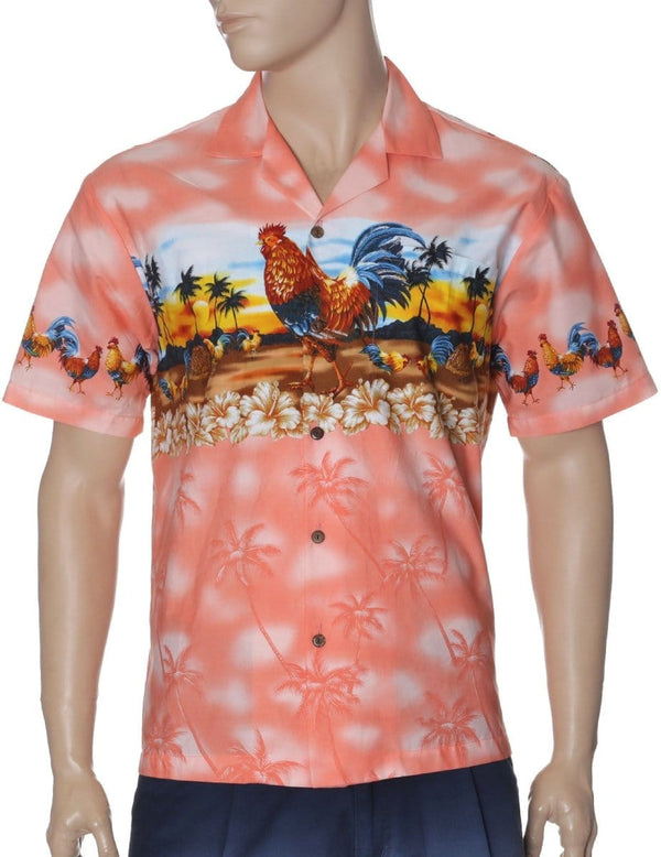 Rooster Island Kauai Sunset Men's Shirt Coral