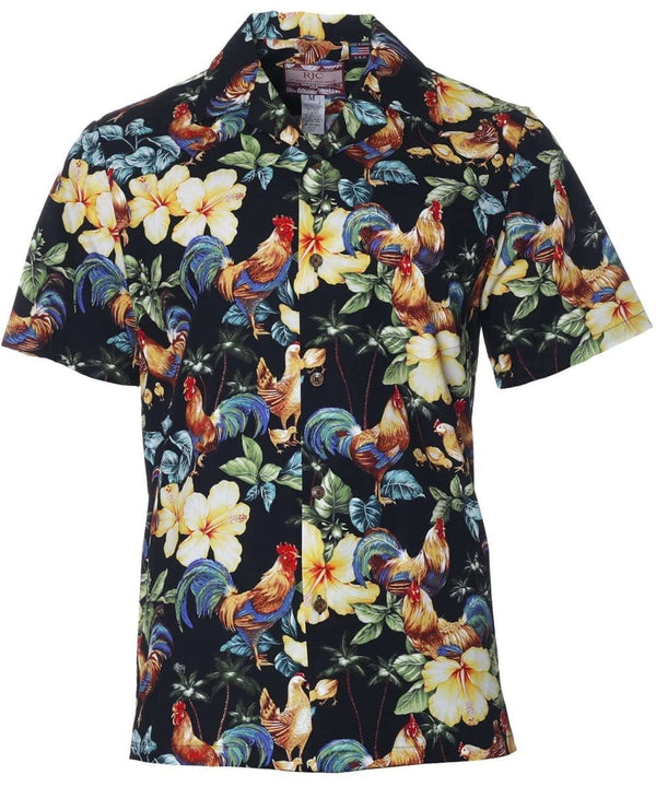 Rooster's Up Aloha Shirt Black
