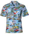 Route 66 to the Beach Aloha Shirt Light Blue