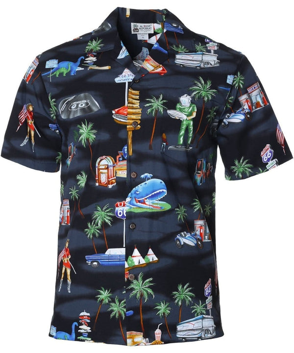 Route 66 Memories Aloha Shirt Black