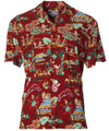 Santa Surf Shack Christmas Aloha Shirt Red