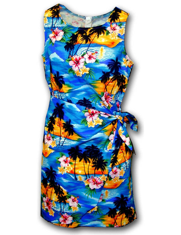 Sarong Hawaiian Dress Island Sunset Blue Pacific Legends