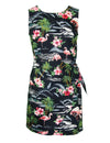 Tropical Flamingos Sarong Dress Black L