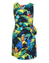 Parrots Paradise Short Sarong Dress Black