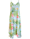 Maxi Long Hawaiian Dress Nalani with Scarf Hem Aqua
