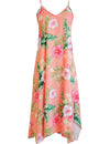 Wailana Maxi Long Hawaiian Dress with Scarf Hem Coral S