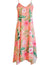 Wailana Maxi Long Hawaiian Dress with Scarf Hem Coral S