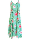 Wailana Maxi Long Hawaiian Dress with Scarf Hem Jade S