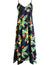 Maxi Long Hawaiian Dress Birds of Paradise with Scarf Hem Black