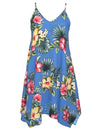 Scarf Hem Short Hawaiian Dress Lihue Hibiscus Blue