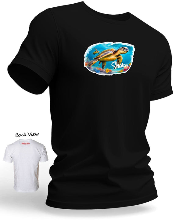 Hawaii Sea Turtle Men's Shaka T-Shirt Black