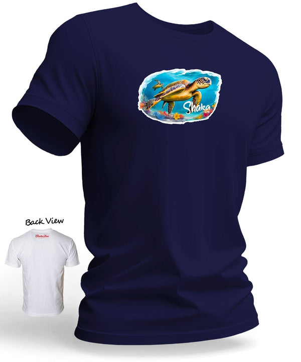Hawaii Sea Turtle Men's Shaka T-Shirt Navy