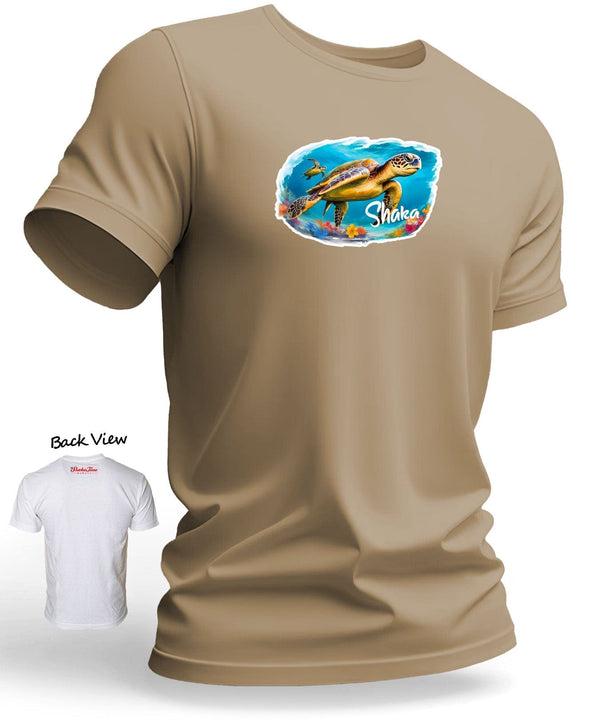 Hawaii Sea Turtle Men's Shaka T-Shirt Sand