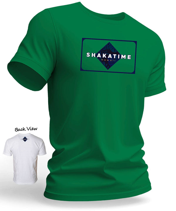 Shaka Time Trendy Mens Hawaiian Tee Shirt Green