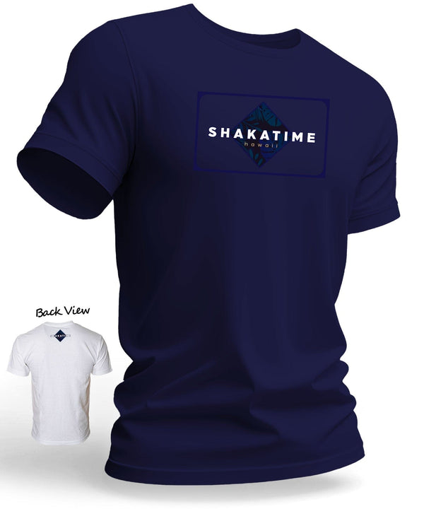 Shaka Time Trendy Mens Hawaiian Tee Shirt Navy