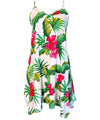 Short Hawaiian Dress with Scarf Hem Ewa Hibiscus White