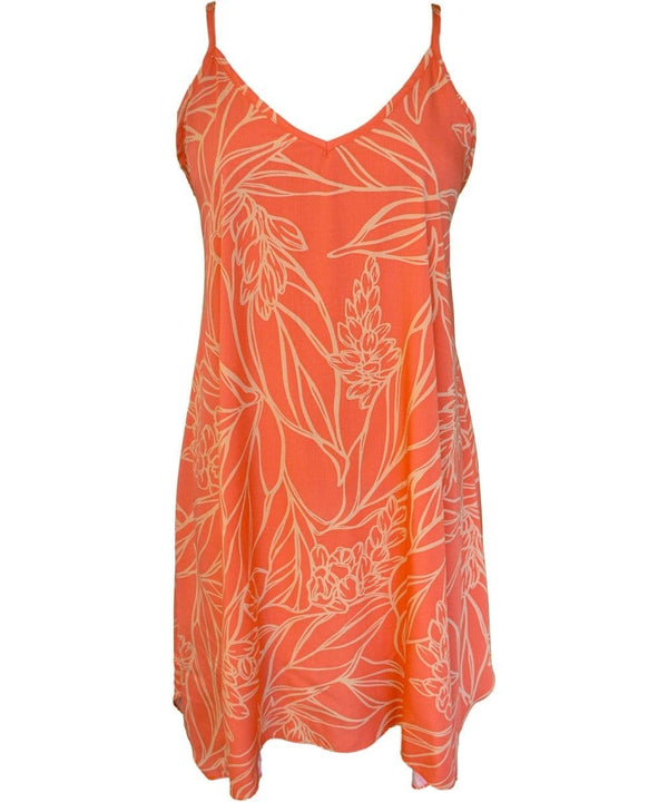 Short Hawaiian Dress with Scarf Hem Kalena Coral