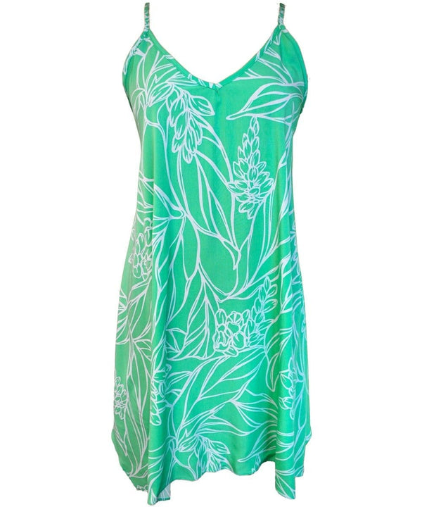 Short Hawaiian Dress with Scarf Hem Kalena Mint