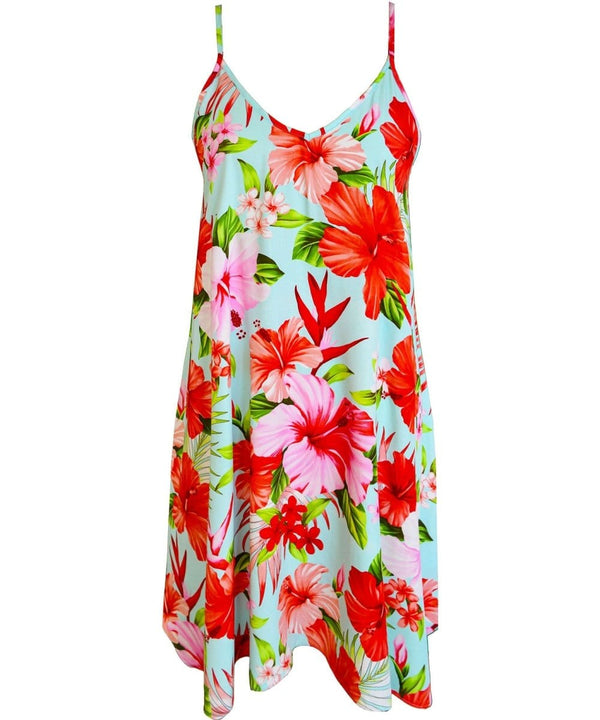 Short Dress with Scarf Hem Mega Hibiscus