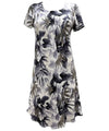 Shadow Monstera Hawaiian Dress with Cap Sleeves