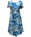 Shadow Monstera Hawaiian Dress with Cap Sleeves