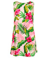 Ewa Hibiscus Short Hawaiian Dress Sleeveless A-Line Easy Tie Back Closure Pink