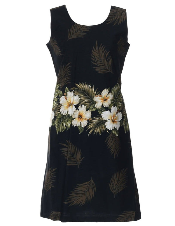 Short Hawaiian Dress Border Design Spring Aloha Black KY