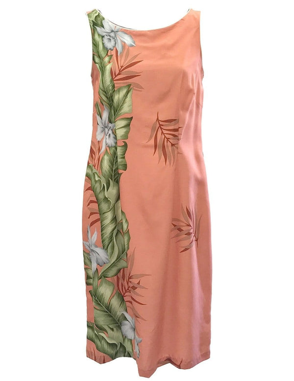 Short Hawaiian Dress Orchid Panel Coral