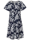 Short Hawaiian Muumuu Dress Island Hibiscus Navy