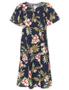 Kahua Plumeria Short Hawaiian Muumuu Dress Navy