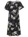 Orchids Makani Short Muumuu Hawaiian Dress Black