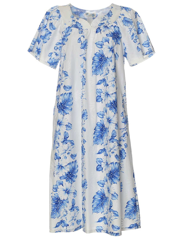Haku Laape Short Hawaiian Muumuu Dress White