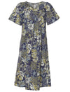 Short Hawaiian Muumuu Dress Kalokoi Forest Navy