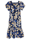Short Muumuu Dress Island Plumeria Blue